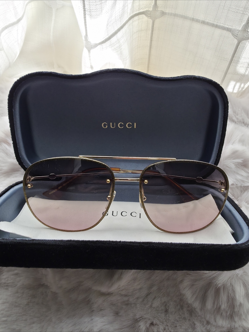 Gucci Gold Rim Aviator Sunglasses